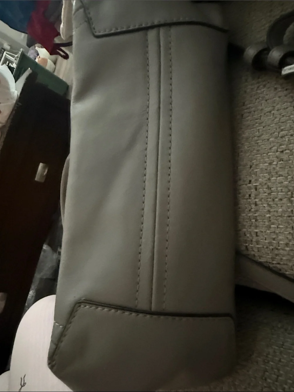 Michael Kors Gray Leather Satchel with Chain-Trim - Picture 5 of 9